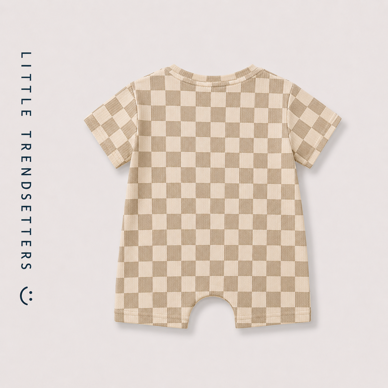 Beige  Checkerboard Romper