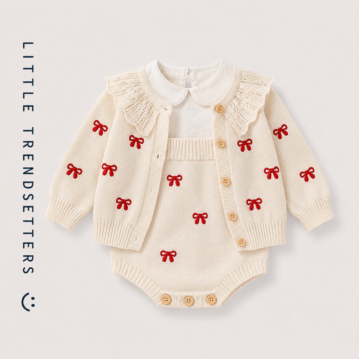 Bow Knit Cardigan & Bloomer (2 Piece) Set