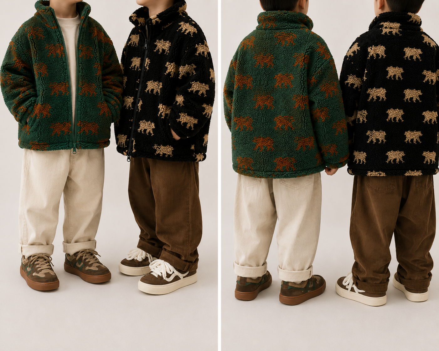 Bear Print Vintage Fleece