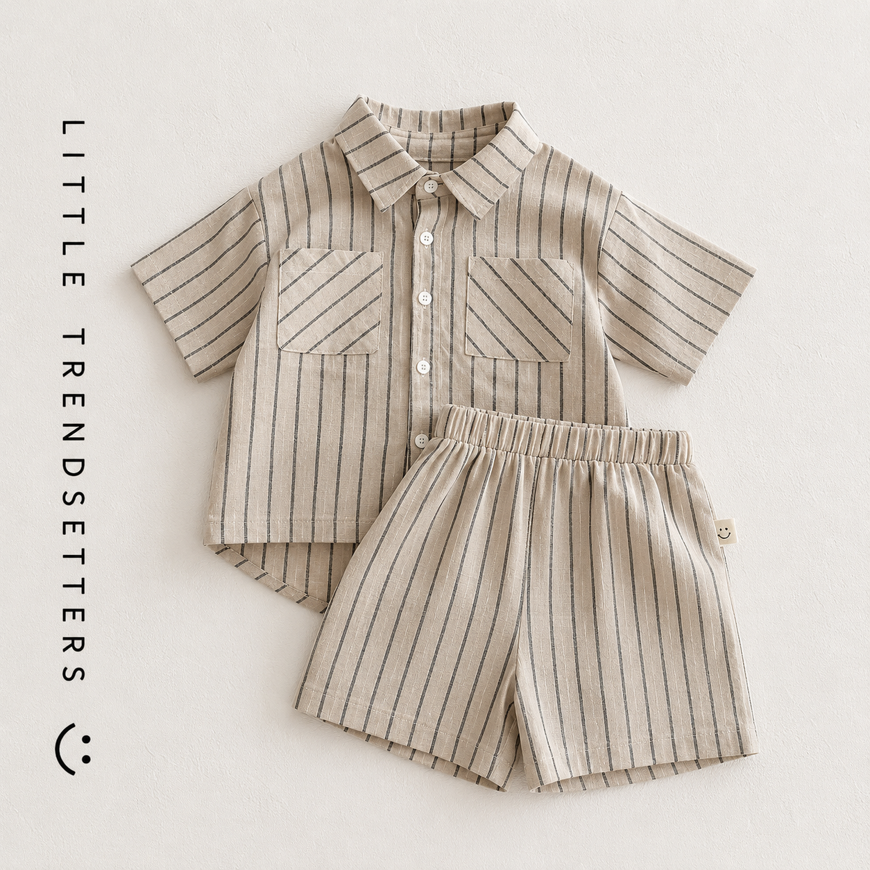 Neutral Summer T-shirt and Short Stripe Set