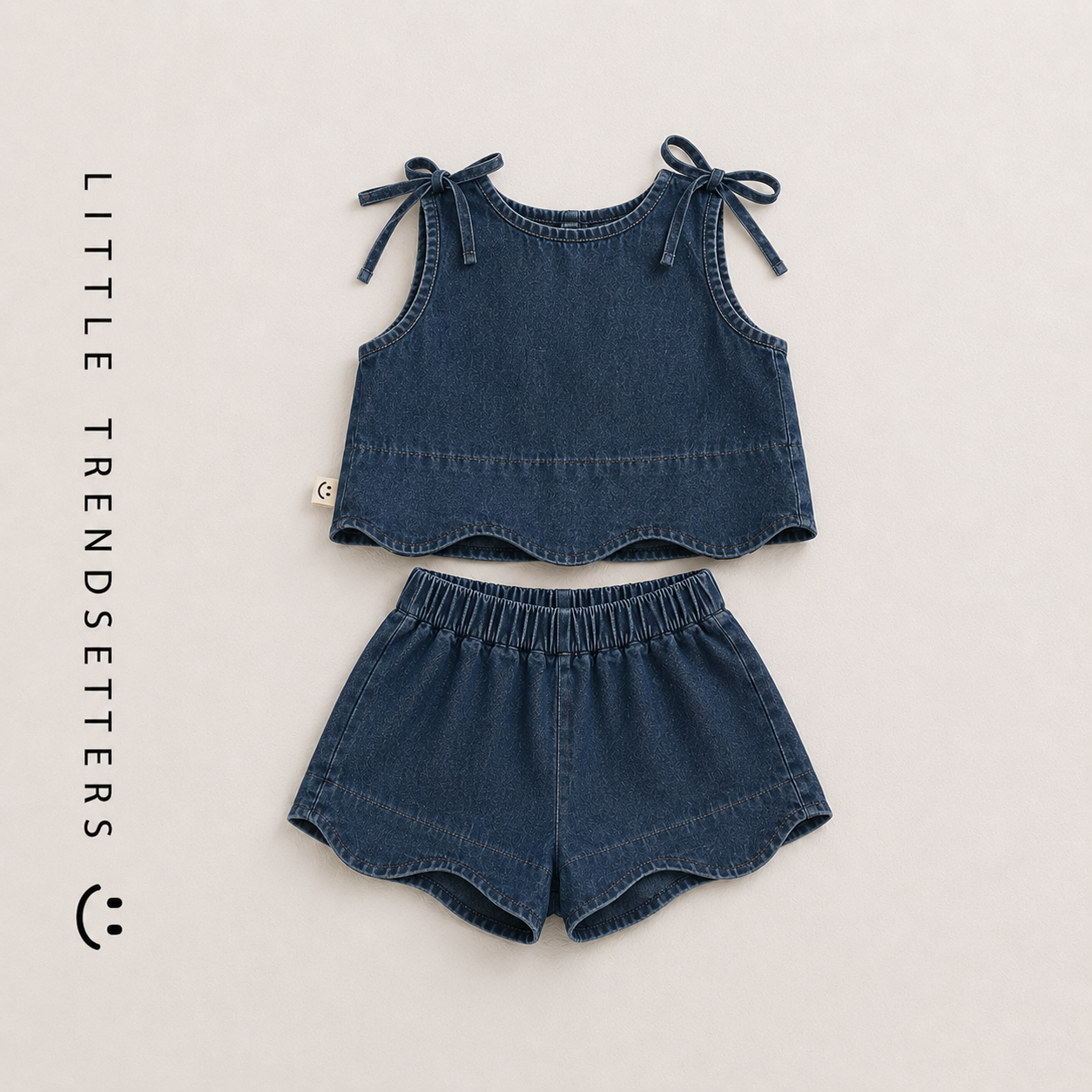 Sleeveless Denim Vest and Shorts Two-piece Set