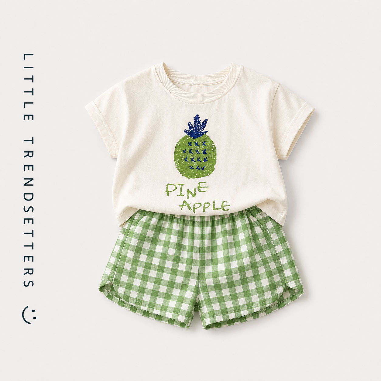 Fruit Plaid Summer Shorts and T-Shirt Set