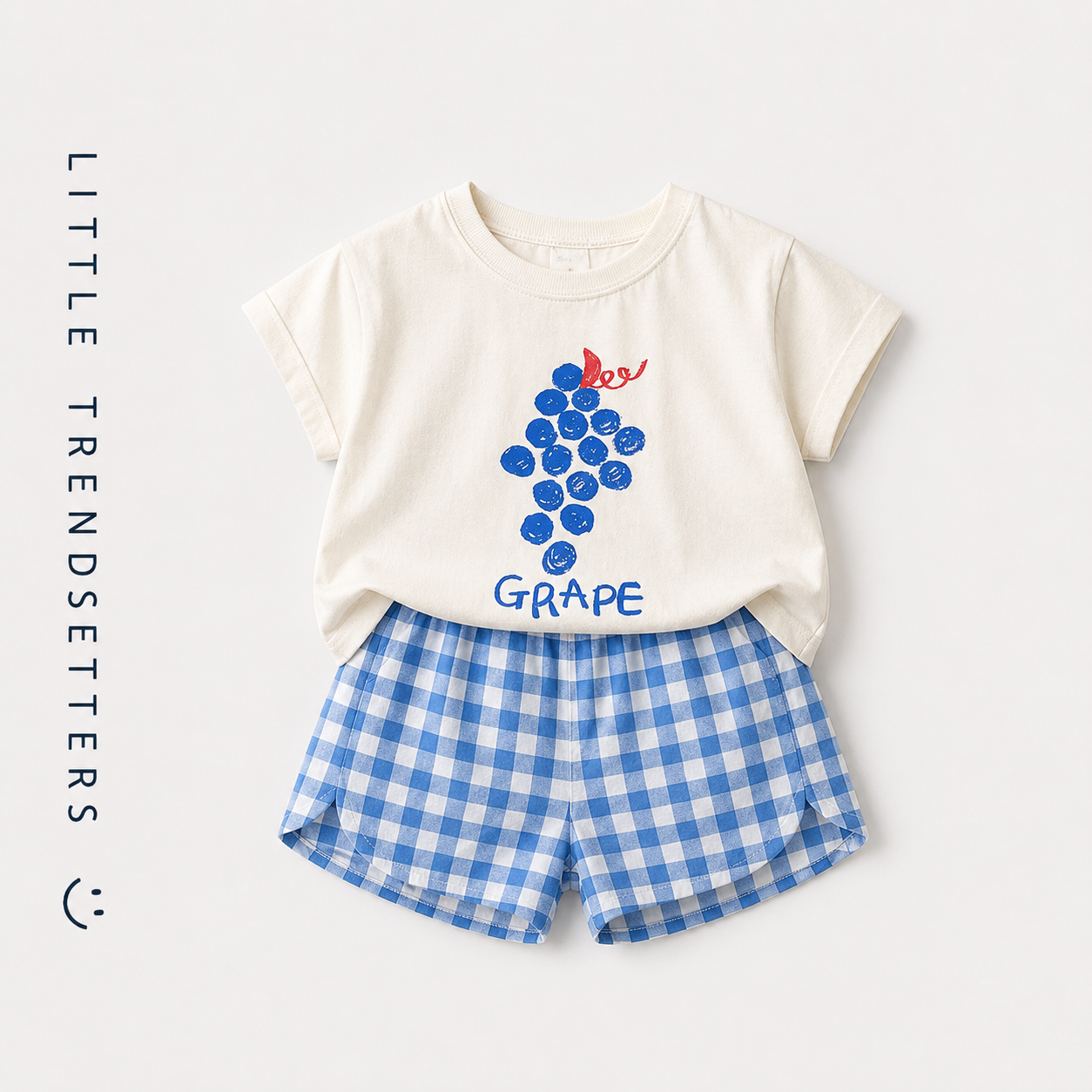Fruit Plaid Summer Shorts and T-Shirt Set