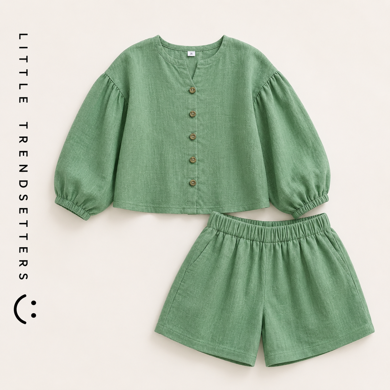 Girls Linen Cotton Two Piece Set