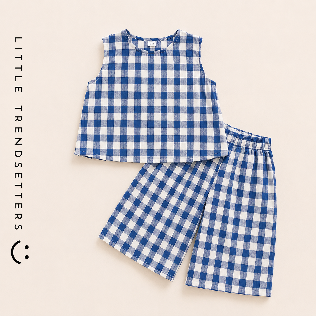 Plaid Tank Top and Wide Leg Trouser Set
