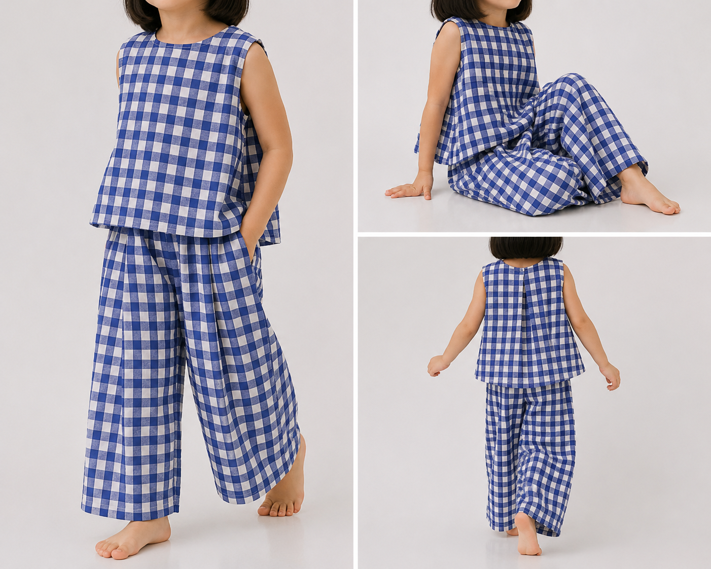 Plaid Tank Top and Wide Leg Trouser Set