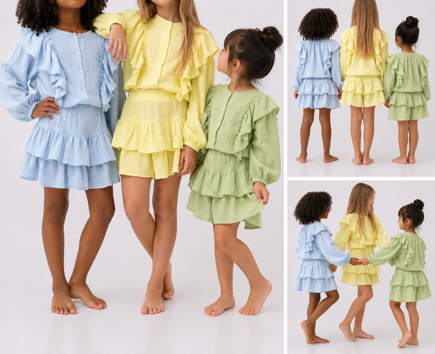 Ruffle Long Sleeve Shirt and Skirt Set