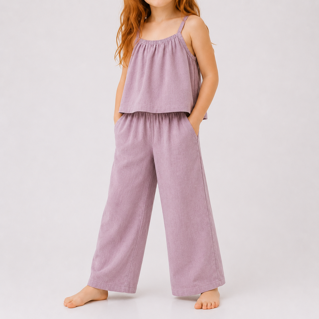 Loose Linen Vest and Wide Leg Trousers
