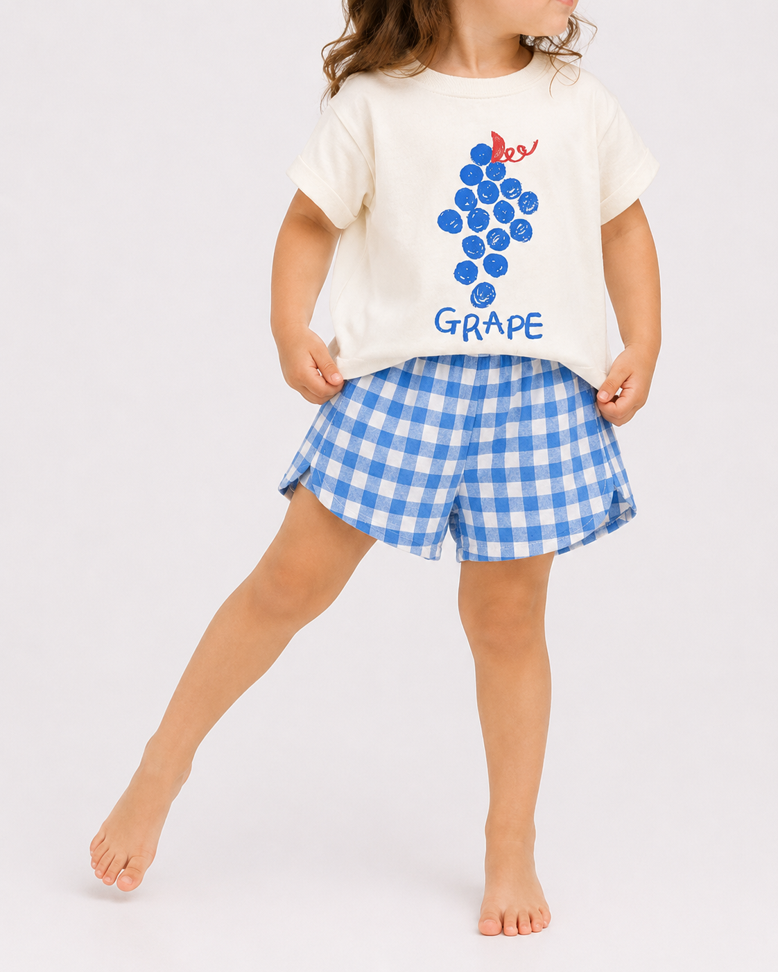 Fruit Plaid Summer Shorts and T-Shirt Set