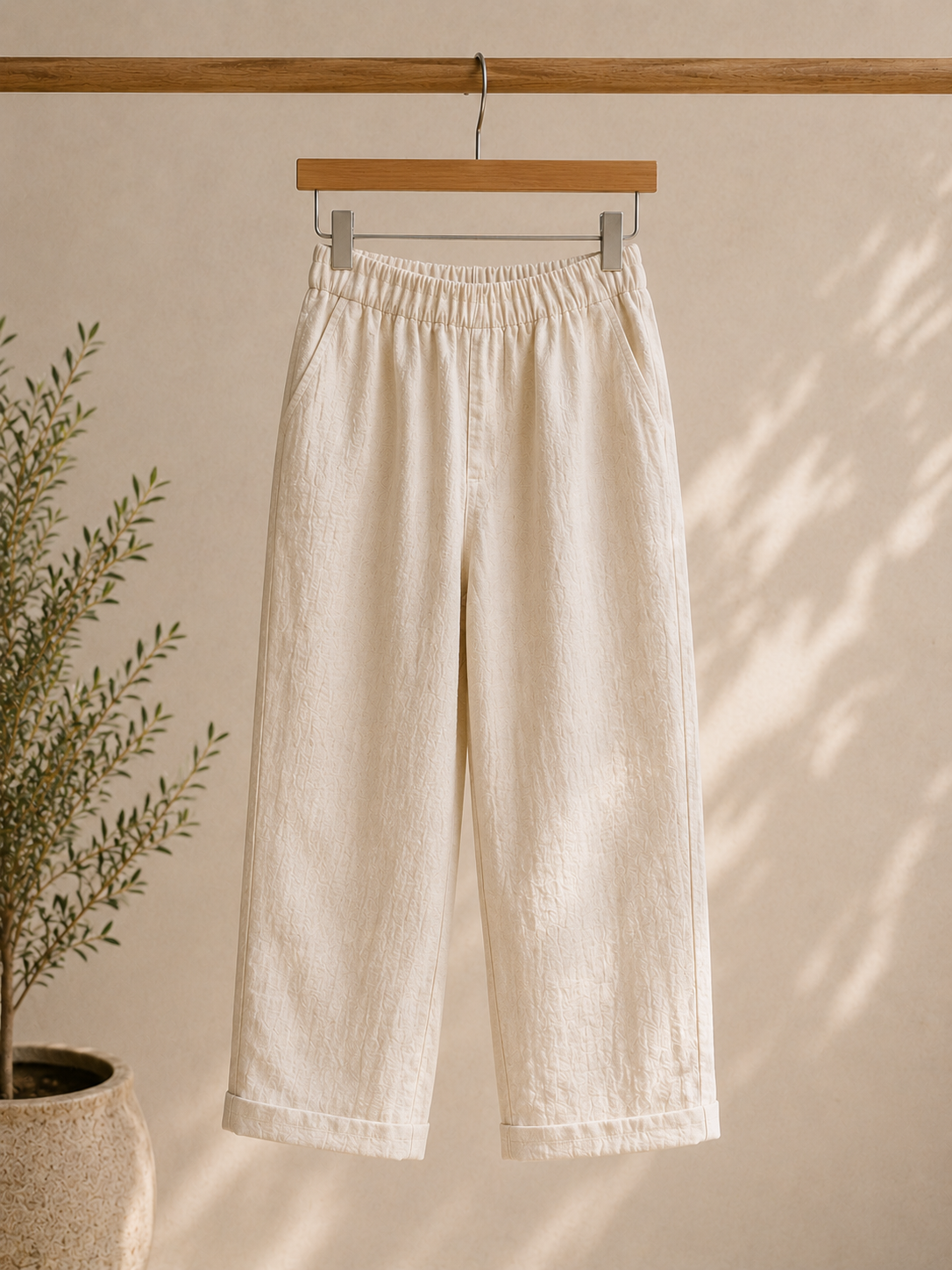 Lightweight Summer Linen Cropped Trousers