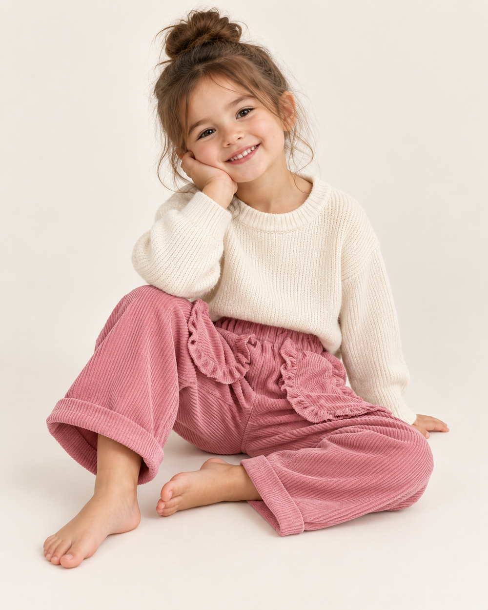 RUFFLE POCKET CORDUROY TROUSERS