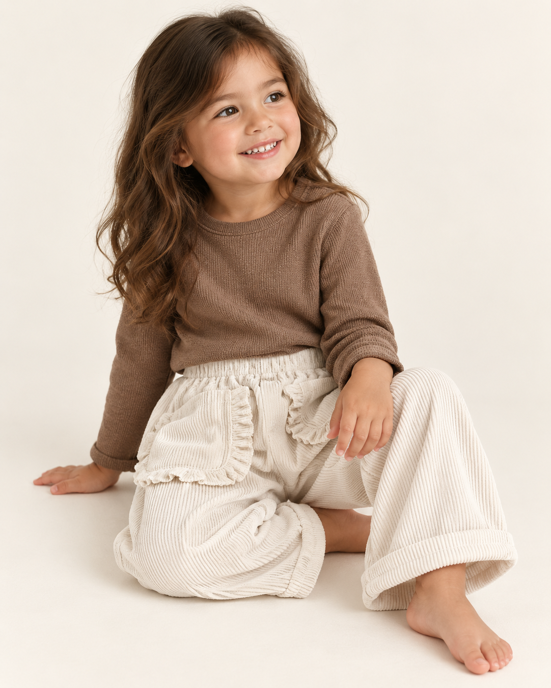 RUFFLE POCKET CORDUROY TROUSERS