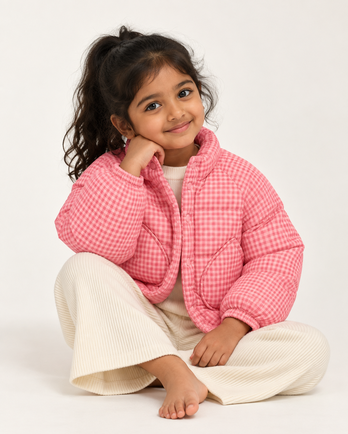 THE BLUSH GINGHAM PUFFER JACKET