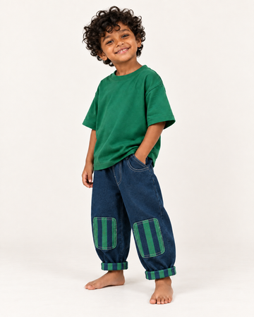 THE STRIPE POCKET DENIM TROUSERS