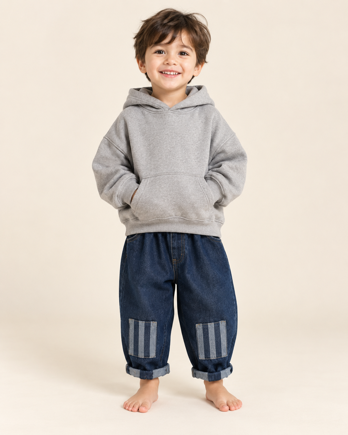 THE STRIPE POCKET DENIM TROUSERS