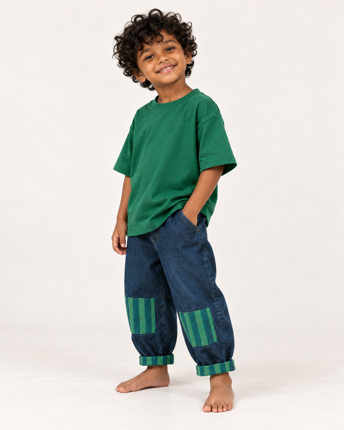 THE STRIPE POCKET DENIM TROUSERS
