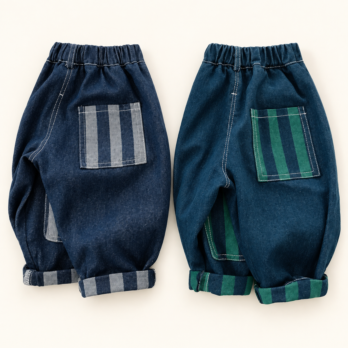 THE STRIPE POCKET DENIM TROUSERS