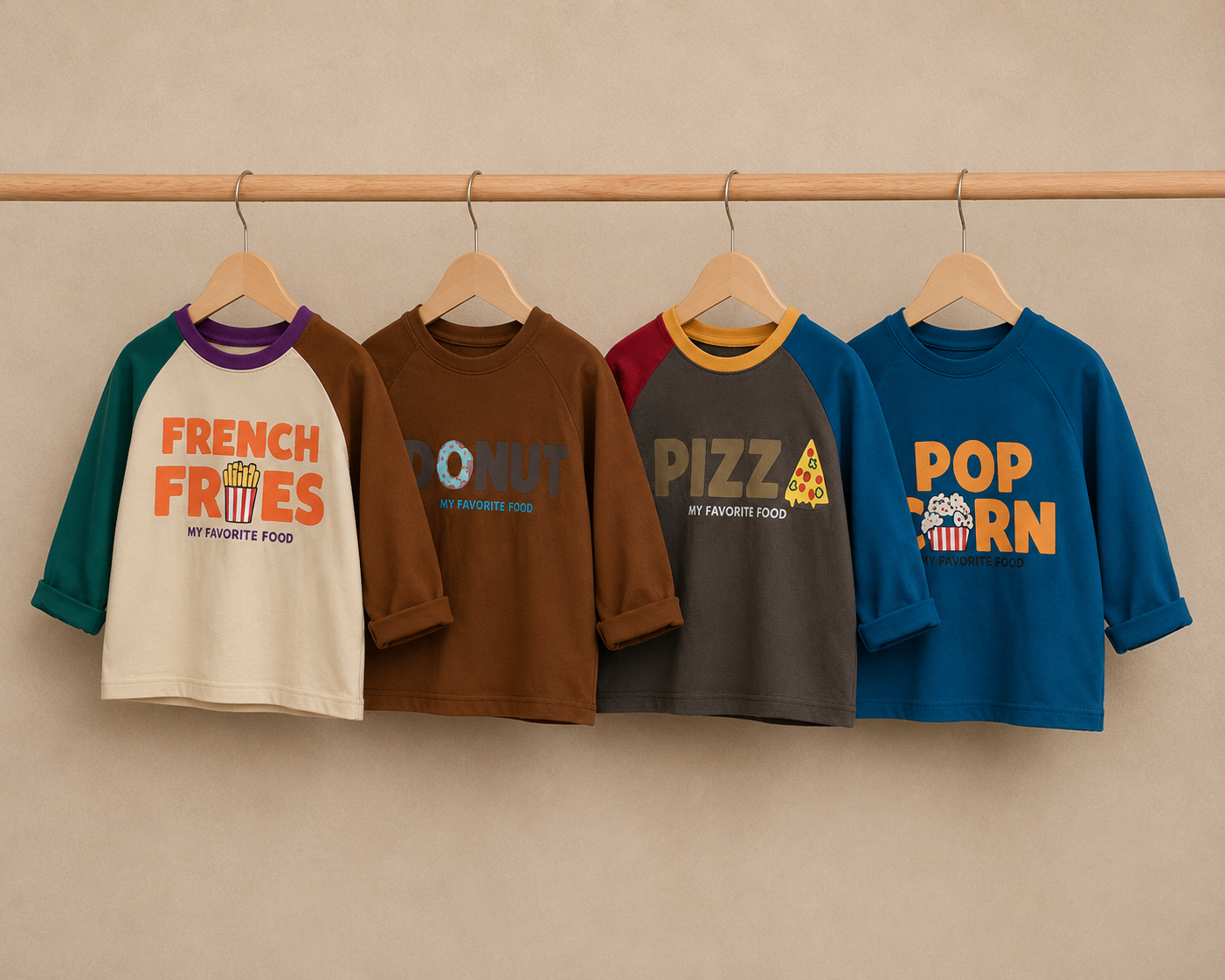 Retro Food Slogan Long Sleeve T-shirts