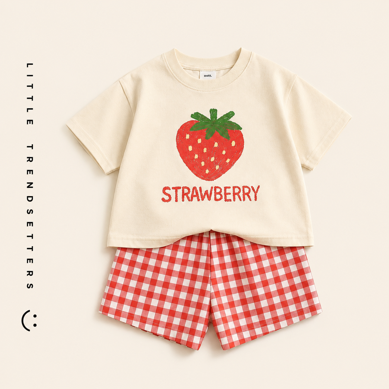 Fruit Plaid Summer Shorts and T-shirt Set