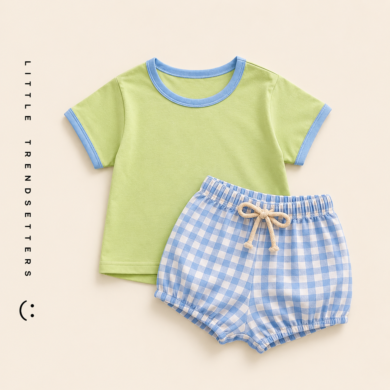 Funky Gingham Summer Romper Shorts and T-shirt Sets