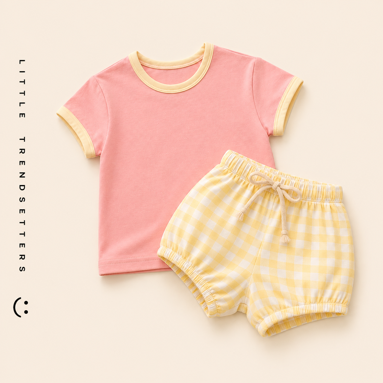 Funky Gingham Summer Romper Shorts and T-shirt Sets