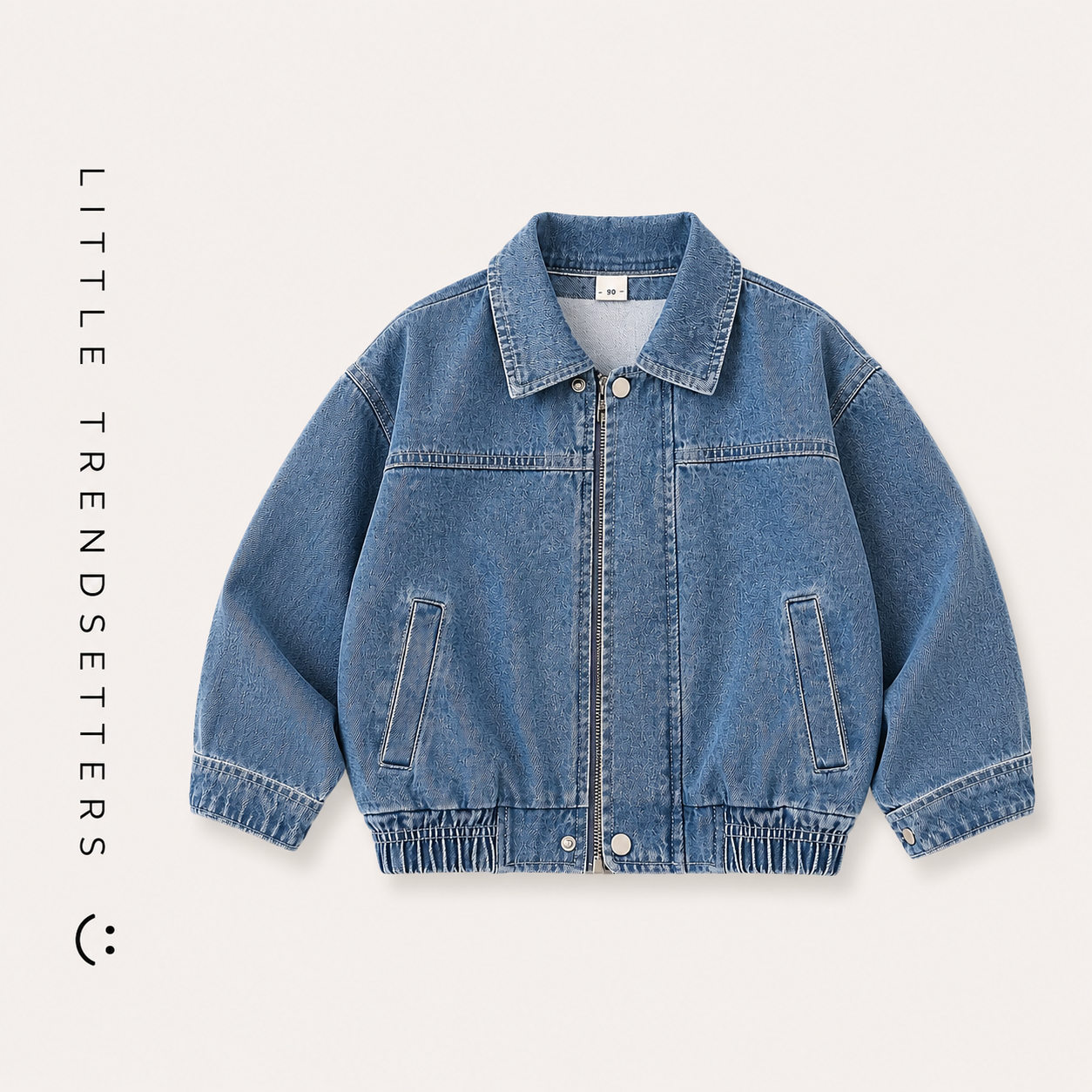 Oversized Zip Denim Bomber Jacket