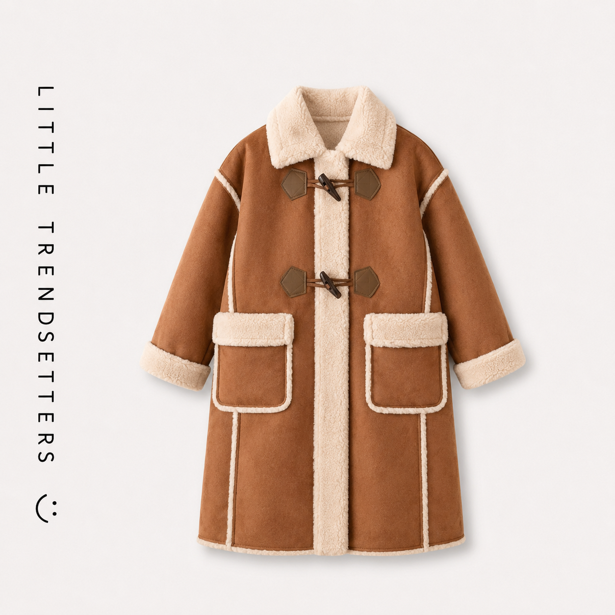 Long Camel Faux Leather Coat