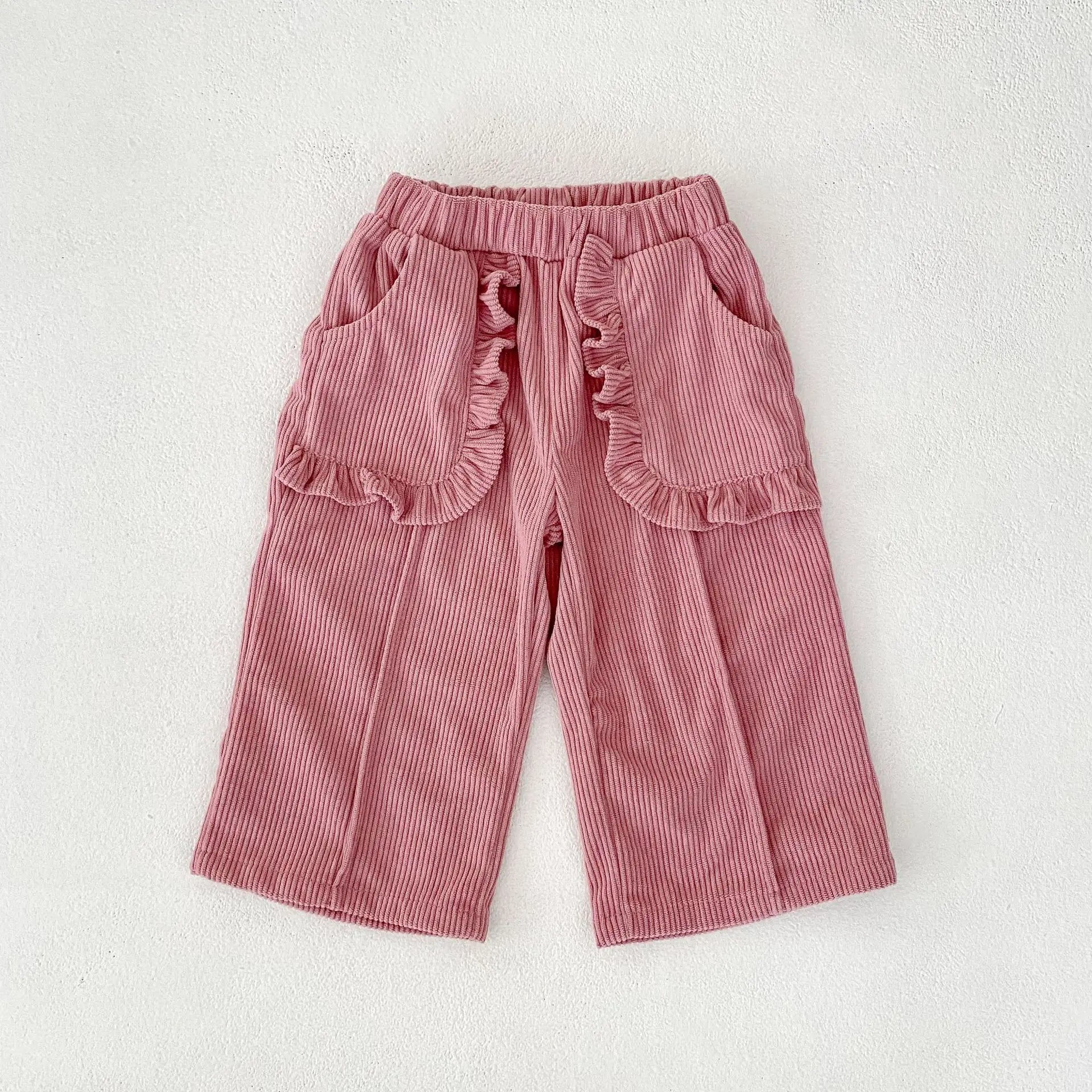 Ruffle Pocket Corduroy Trousers