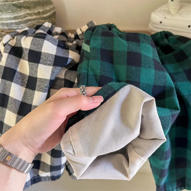 Loose Autumn Plaid Casual Trousers