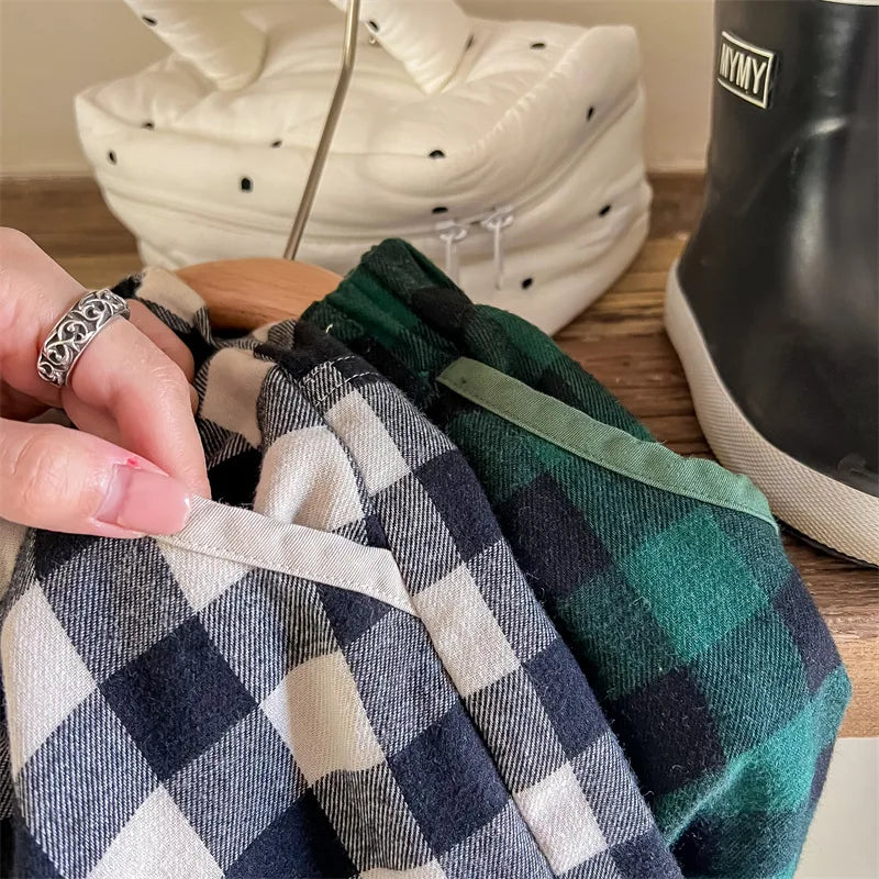 Loose Autumn Plaid Casual Trousers