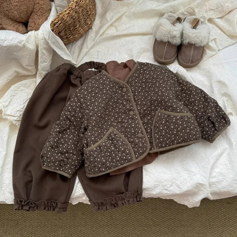 Mocha Brown Quilted Floral Jacket