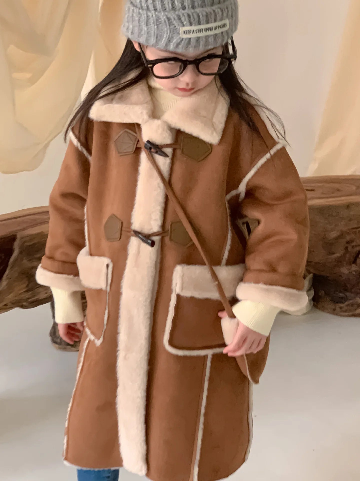 Long Camel Faux Leather Coat