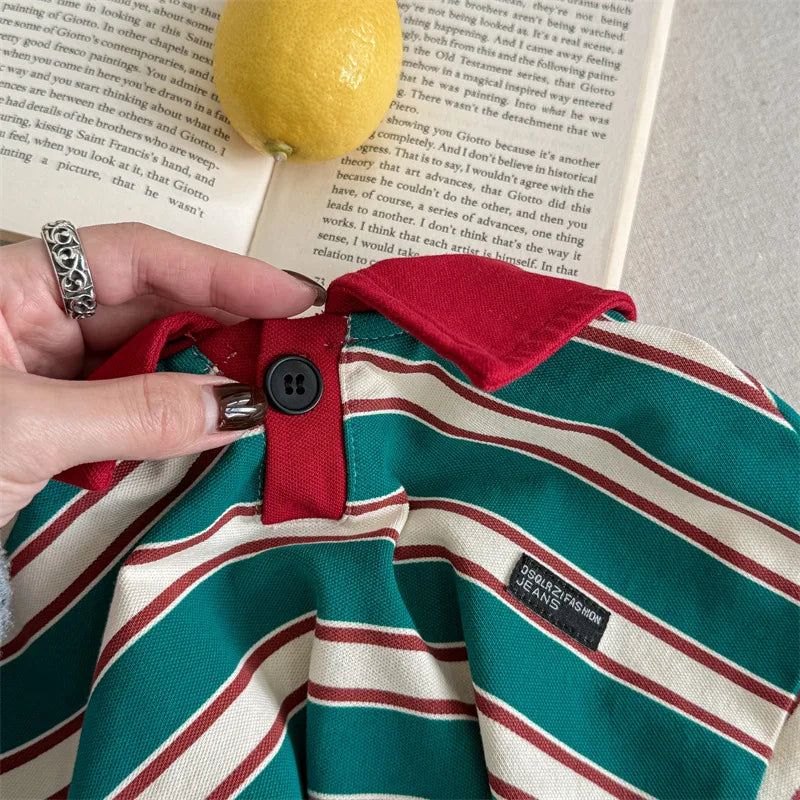 Striped Long Sleeve Polo Shirt