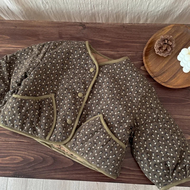 Mocha Brown Quilted Floral Jacket