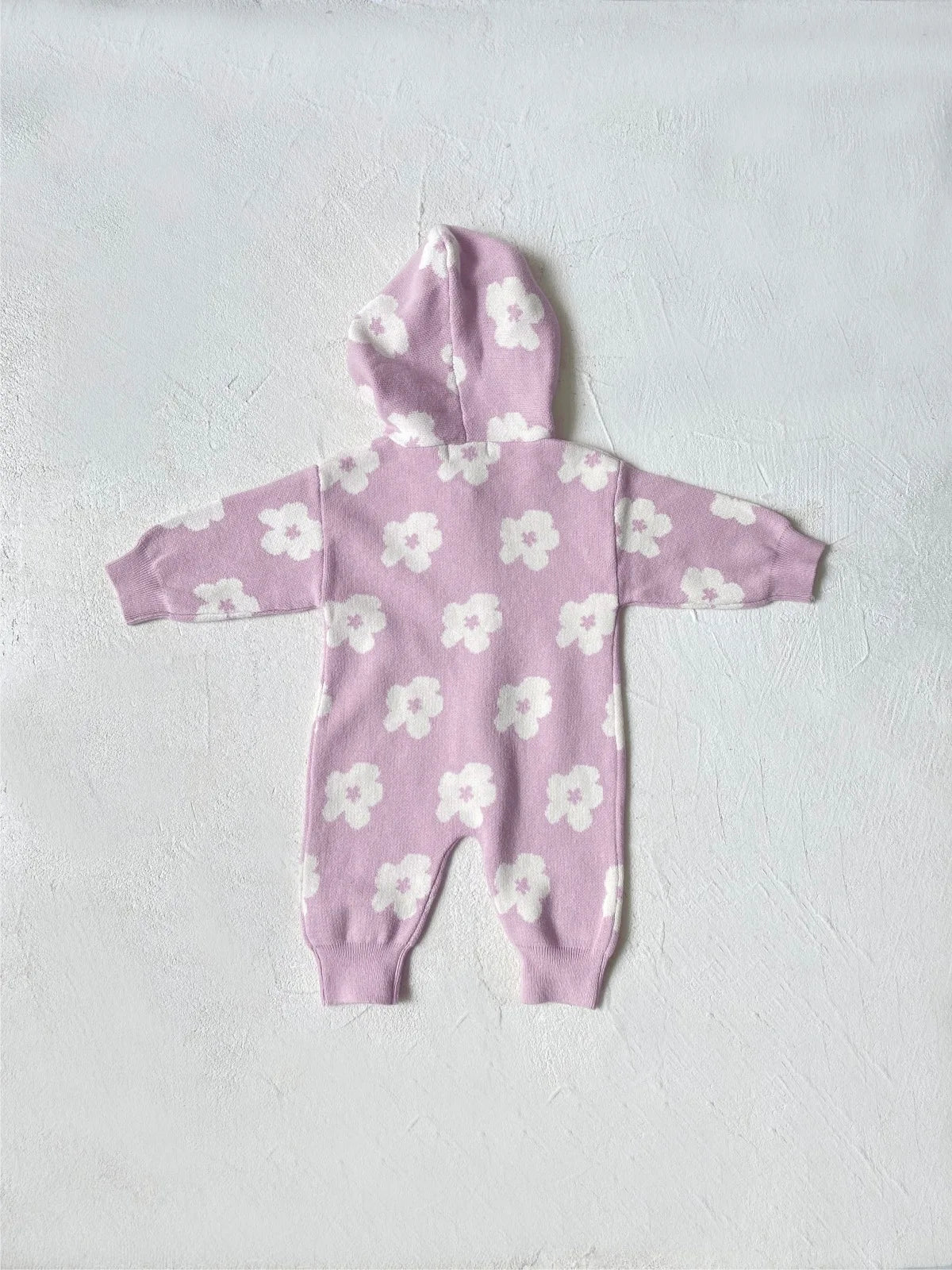Little Trendsetters Blossom Knit Hooded Zip Romper