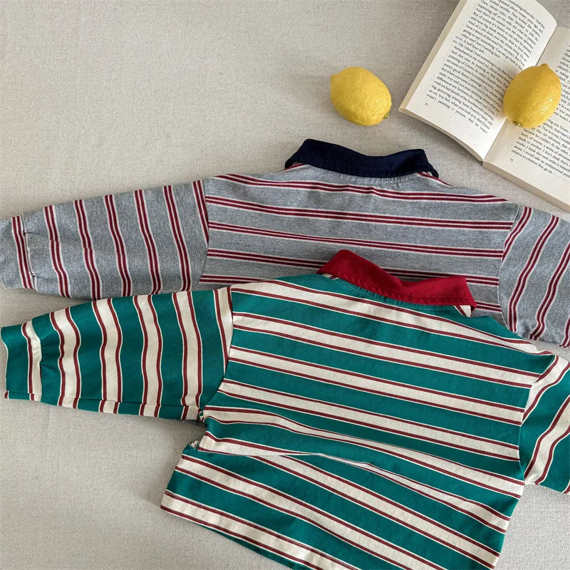 Striped Long Sleeve Polo Shirt