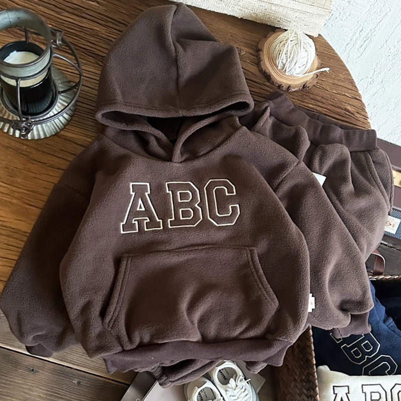 ABC Thick Fleece Hoodie Set