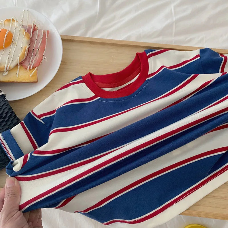 Stripe Cotton Long Sleeve Shirt