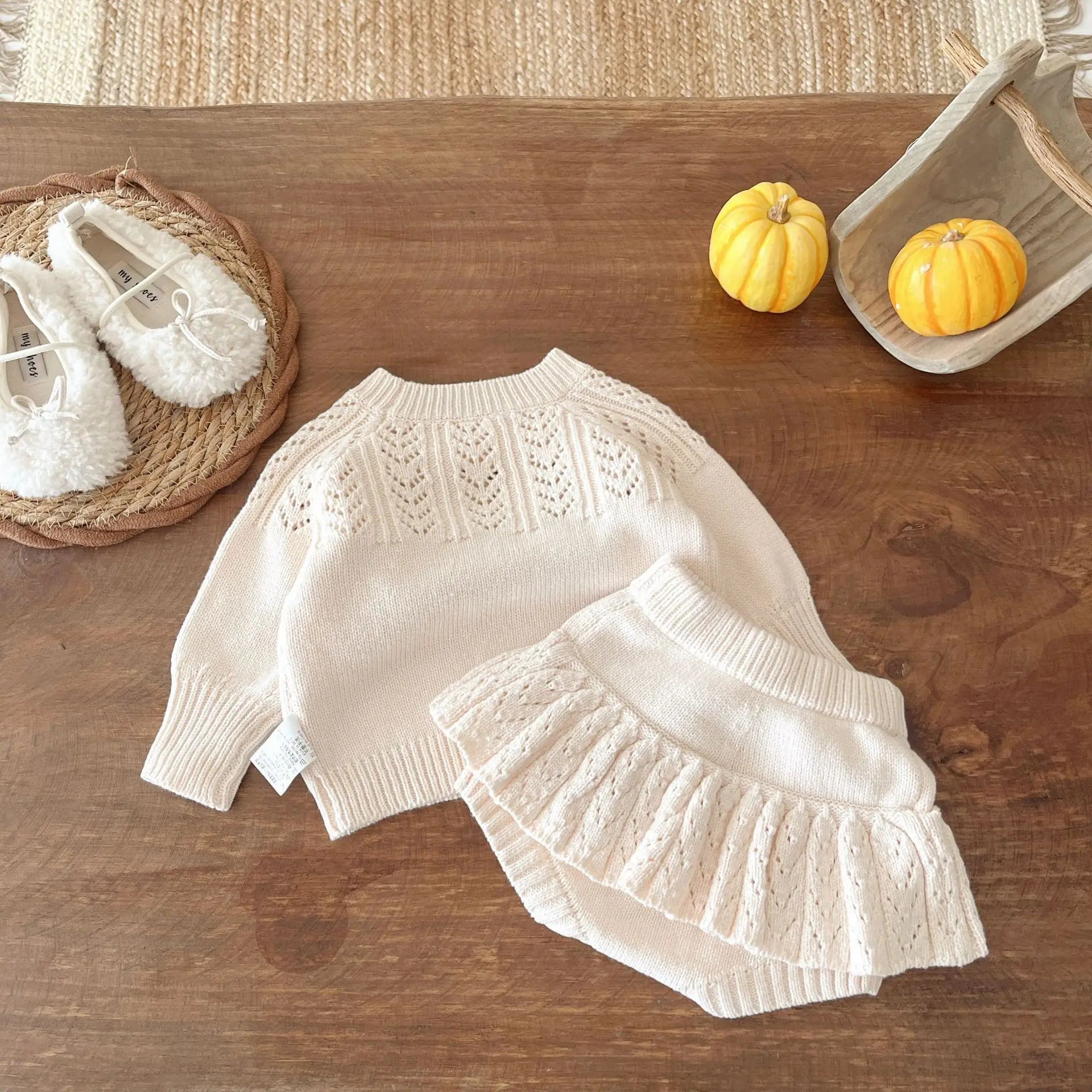 Knitted Pom Sweater and Bloomers Set