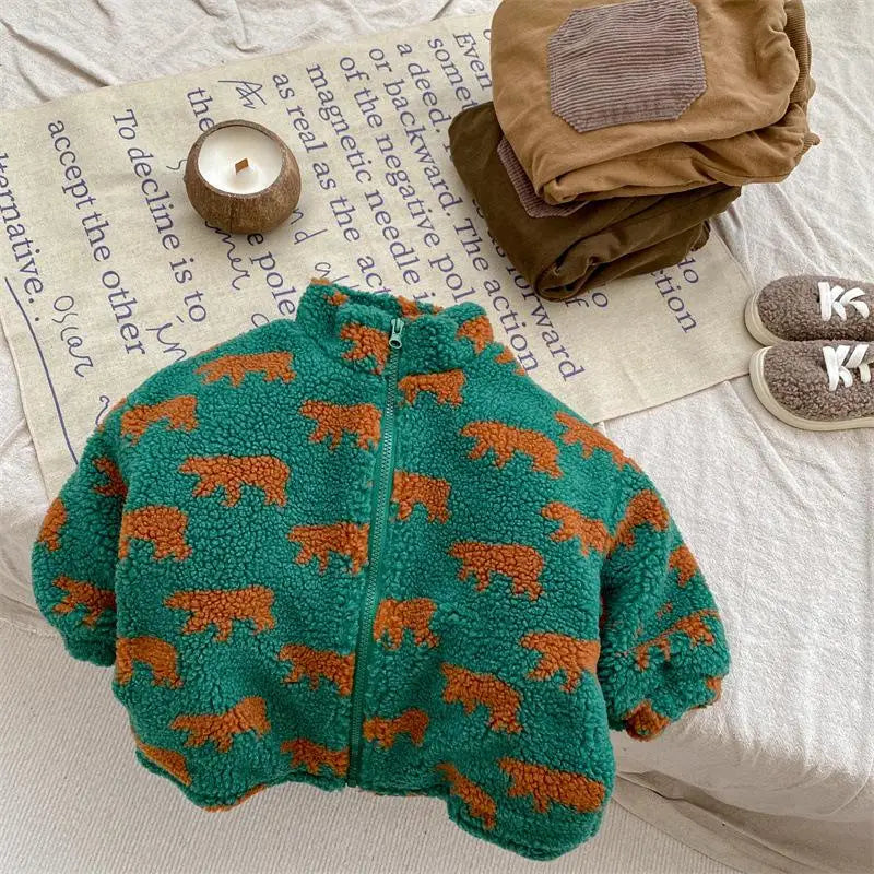 Bear Print Vintage Fleece