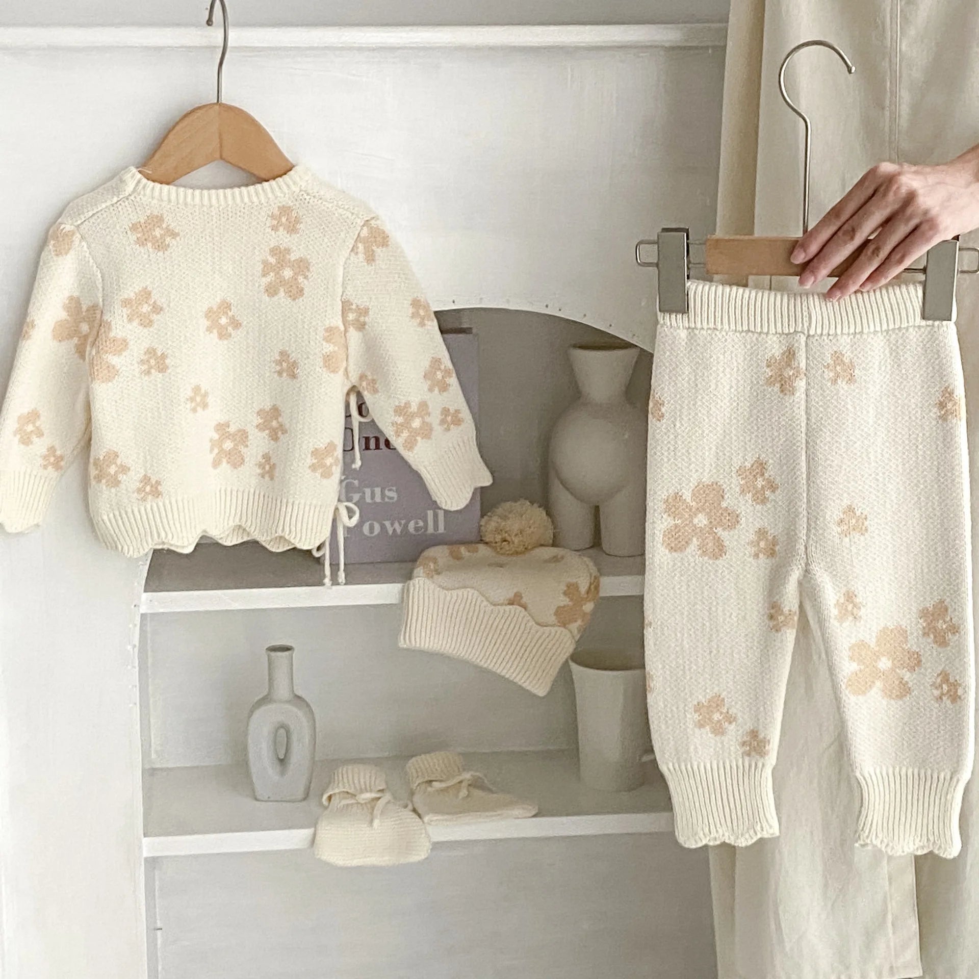 Neutral Floral 4-piece Knit Set