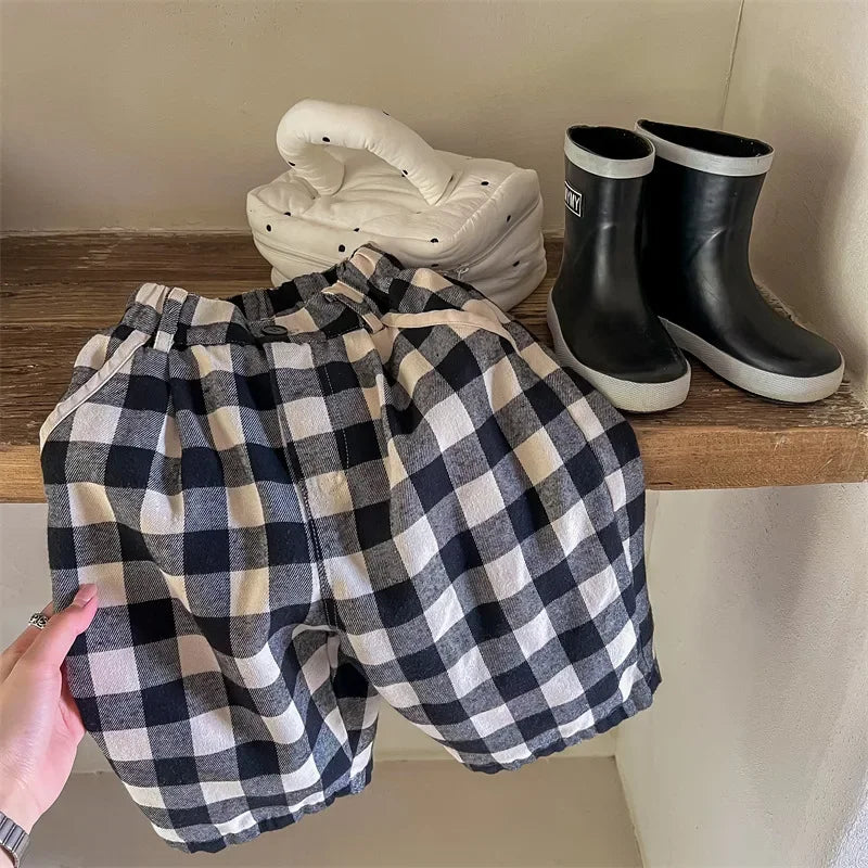 Loose Autumn Plaid Casual Trousers