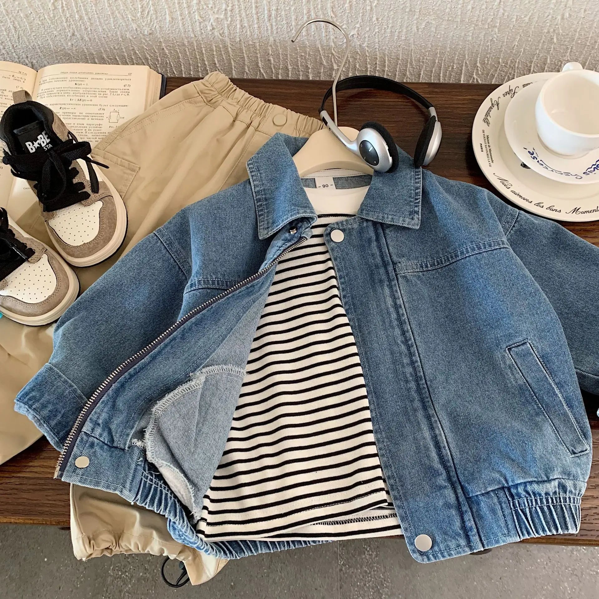 Oversized Zip Denim Bomber Jacket