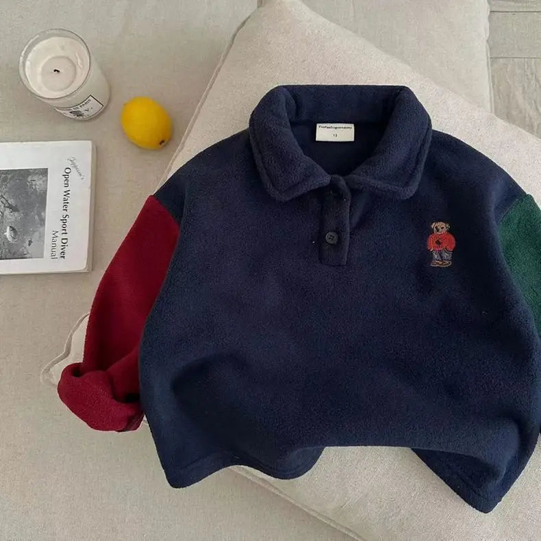 Teddy Bear Fleece Polo Jumper