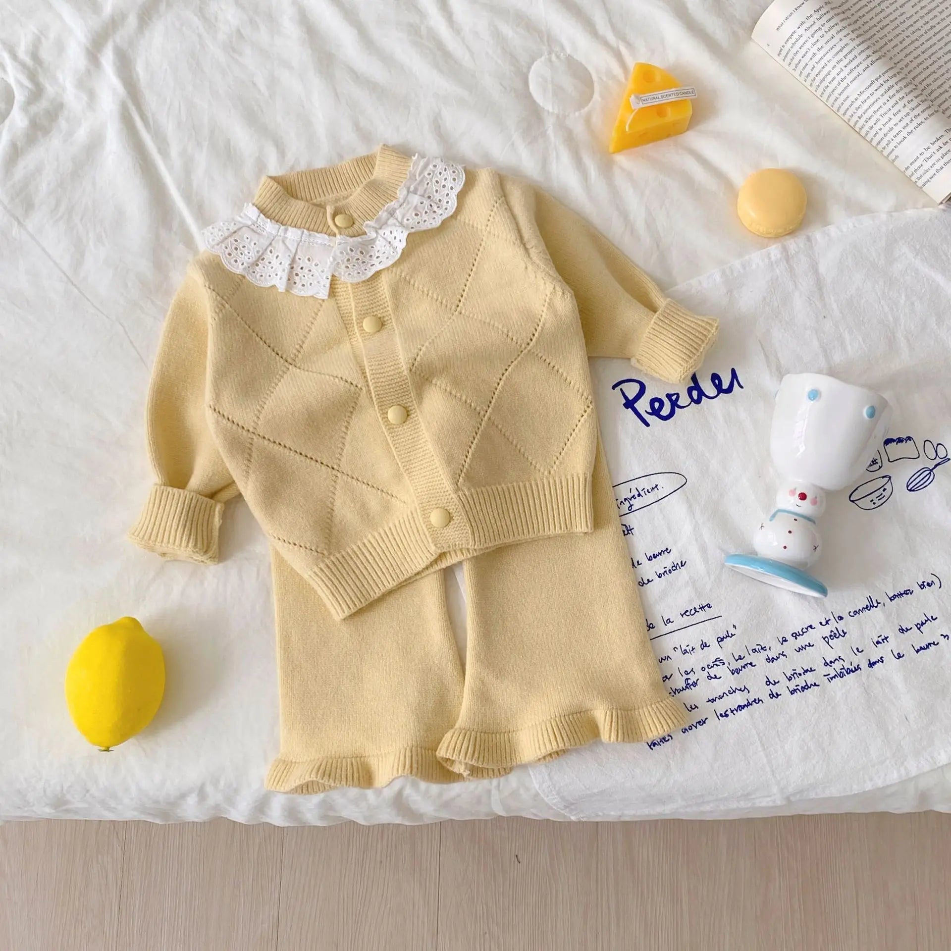 Sweet Lace Cardigan Knit Set