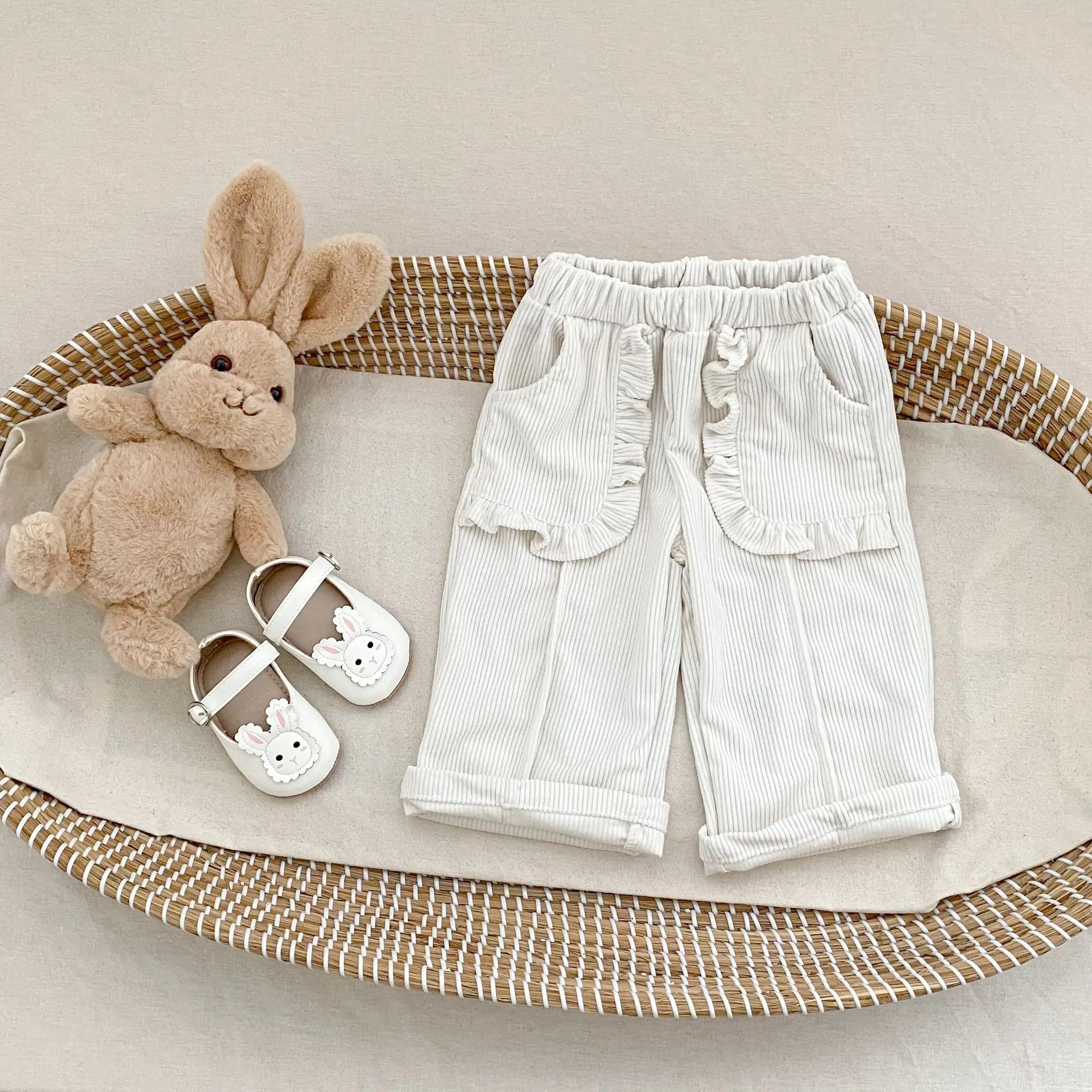 Ruffle Pocket Corduroy Trousers