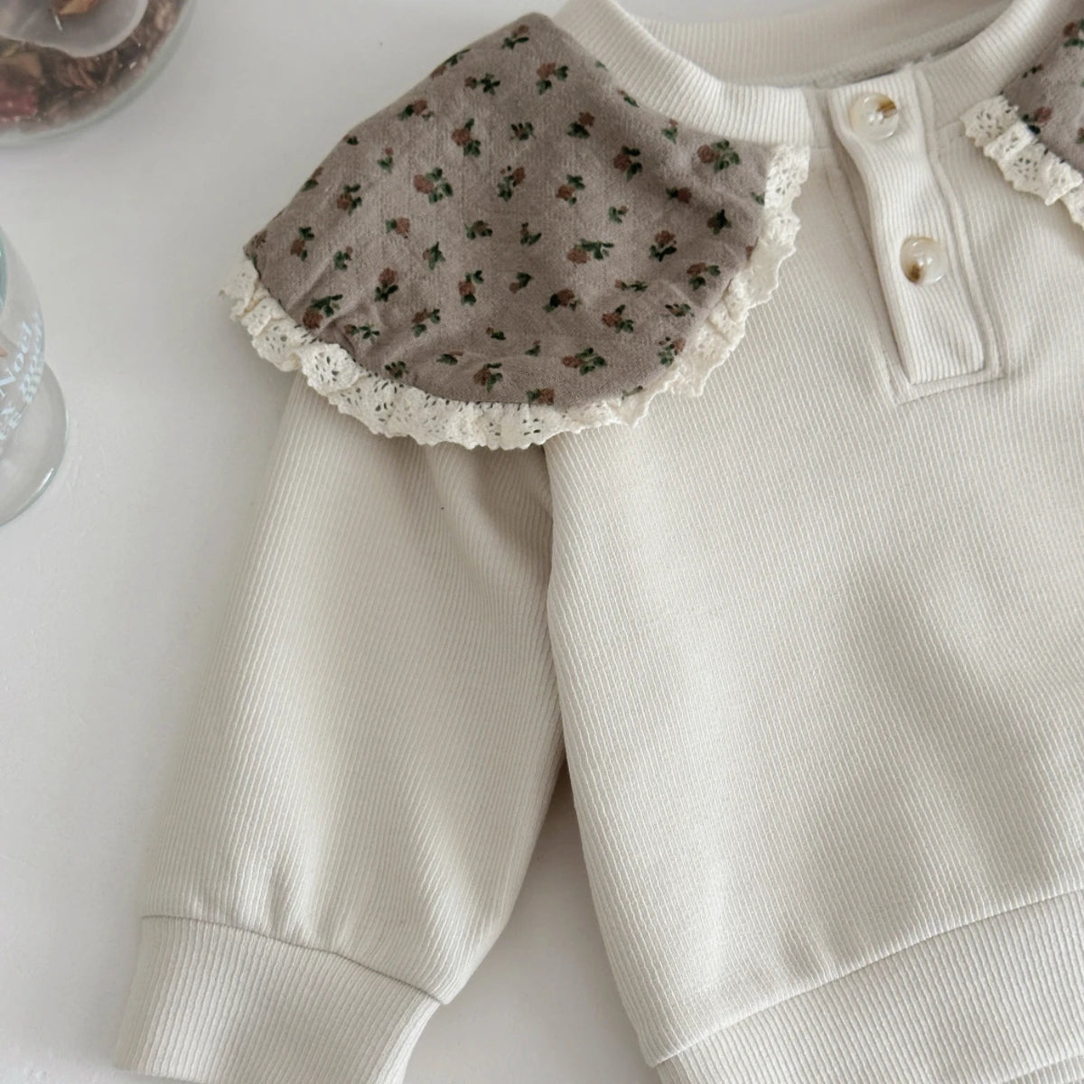 Taupe Floral Lace Collar Set