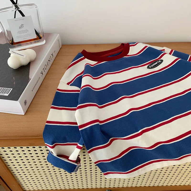 Stripe Cotton Long Sleeve Shirt