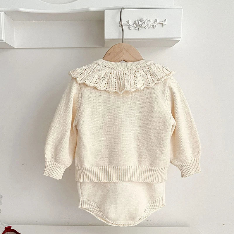 Bow Knit Cardigan & Bloomer (2 Piece) Set