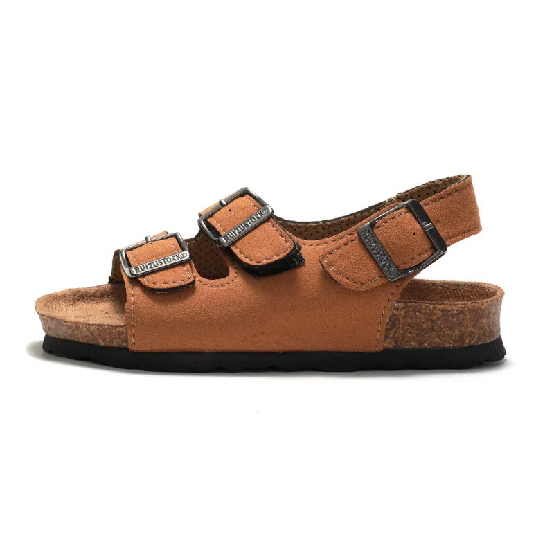 Little Trendsetters Softwood Triple Buckle Velcro Suede Sandal